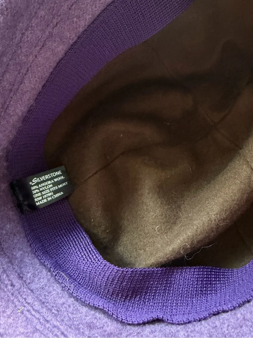 Vintage Silverstone Purple Fuzzy Flower Angora Wool Y2K Hat - Picture 3 of 3